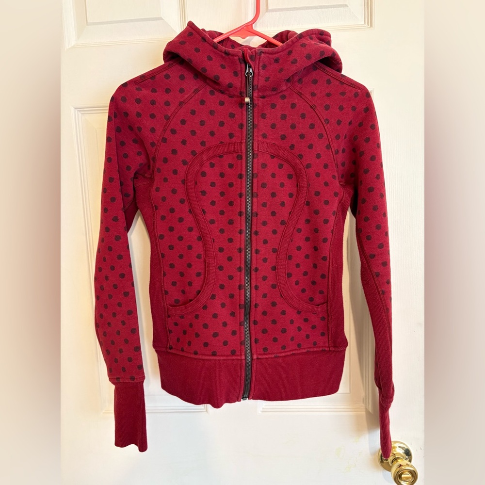 Lululemon Dark Red Polka Dot Hoodie